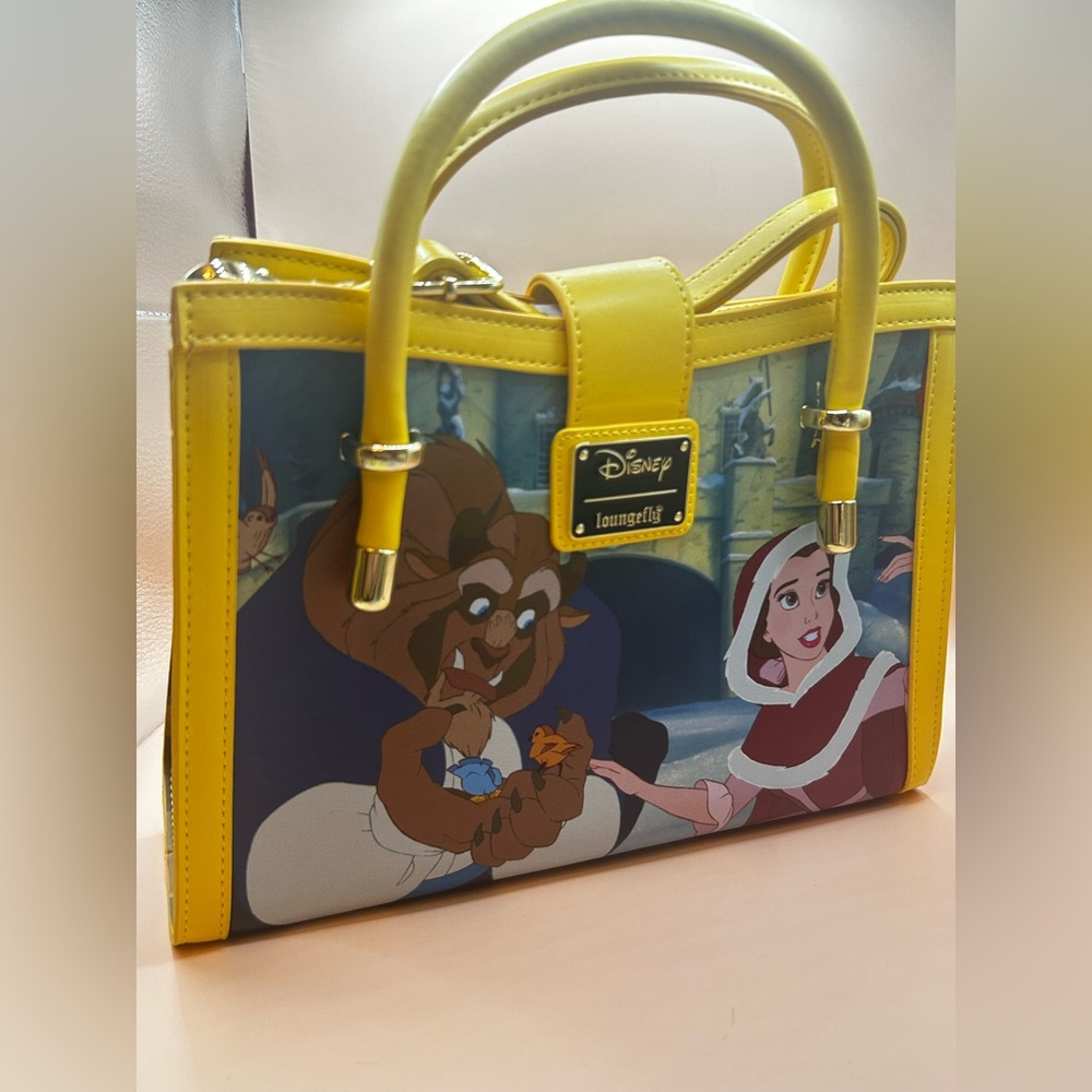 Loungefly Disney Yellow Satchel with Beauty and the Beast Design